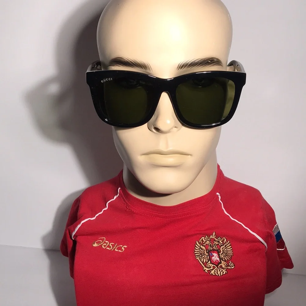 New Authentic GUCCI GG0057SKN 56MM Sunglasses – Black/Green
